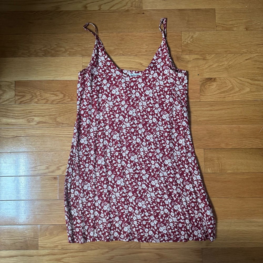 Reformation Ventura Red Floral Dress